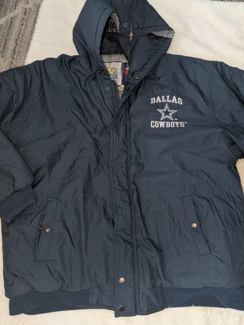 Dallas Cowboys Navy Hooded Puffer Jacket - Team Logo